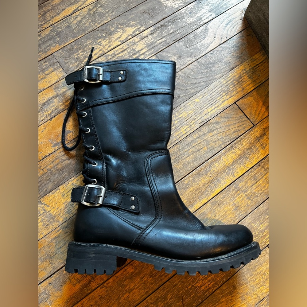 Harley-Davidson® Women's Alexa Back Lace Black Leather Motorcycle Boot